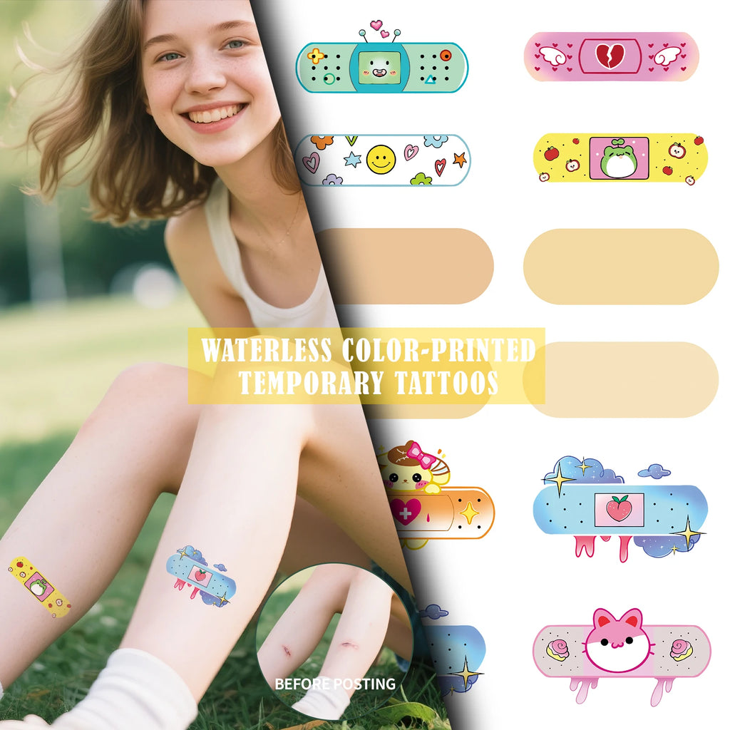 New Design Realistic Scar Cover Waterproof Faux Bandage Tattoo Stickers Painless Easy Skin Art for Birthmark Tattoo Cover up