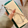 High Quality Textured Women's Eyeglasses Frames Anti Blue Light Glasses Lightweight TR90 Large Square Metal Eyeglasses Frames