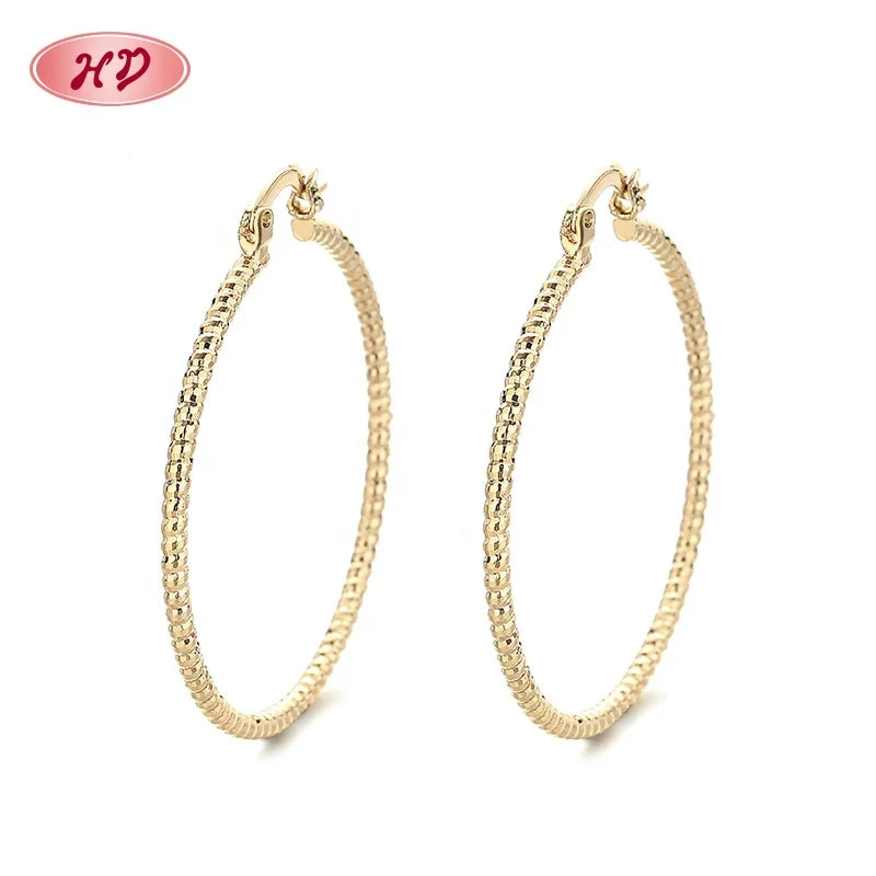 Hengdain Laminated Gold Jewelry Joyeria Chic 18K Gold Plated Brass Zircon Hoop Earrings for Wholesale Earrings Women