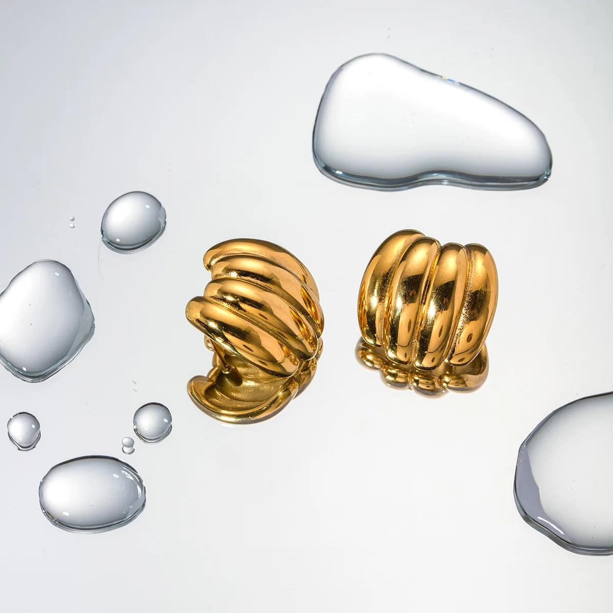Waterproof Stainless Steel Jewelry Banana Shape 18K Gold Plated Non Tarnish Earring Unique Cute Geometric Earrings YF5019