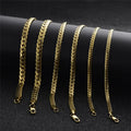 Wholesale D Buckle Stainless Steel Flattened Nk Necklace Titanium Steel Embossed Golden Chain Jewelry
