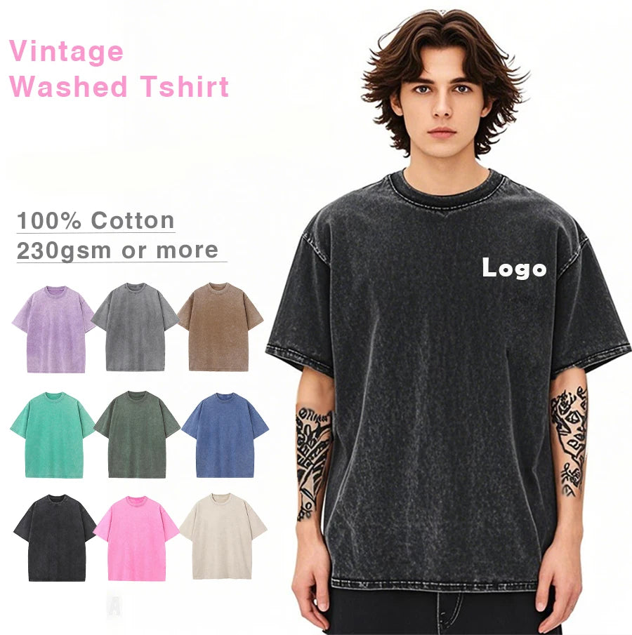 Plus Size Men'S Clothing Dtg Print Streetwear Graphic Tees Blank Tshirt Acid Wash T-Shirt Mens Custom Vintage Oversized T Shirts
