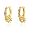 New Trendy 925 Sterling Silver 18K Gold Plated Star Pendant Earring Cubic Zirconia Hoop Earring