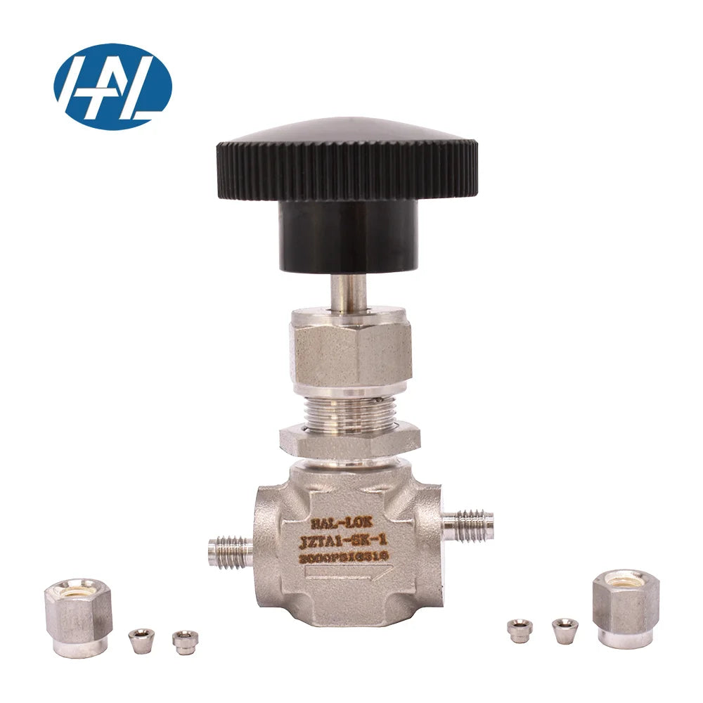 Stainless Steel 316L Manual Double Ferrules Needle Valve Integral Bonnet for Gas Media