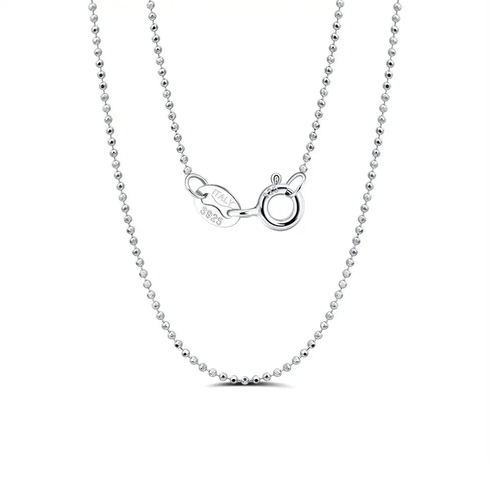 SC24 Fashion Women Men Jewelry 925 Sterling Silver 1.2mm Ball Bead Chain Necklace