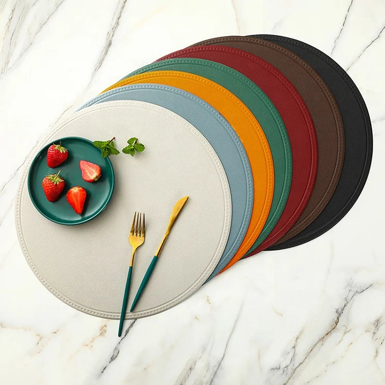 Factory Round Luxury Placemat Leather Dining Kitchen Table Mats Heat Resistant Non-Slip Washable Coffee Table Mat