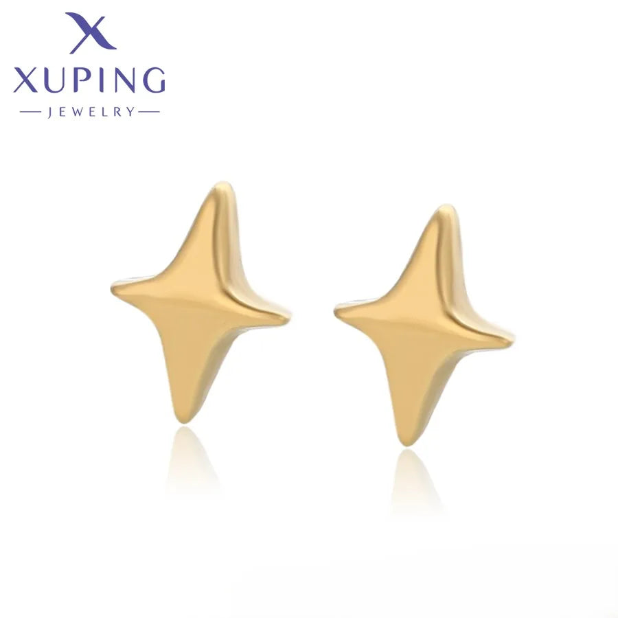 T000969719 XUPING JEWELRY 14K Gold Color Charming Stainless Steel Star Women Other Fashion Designed Stud Earrings
