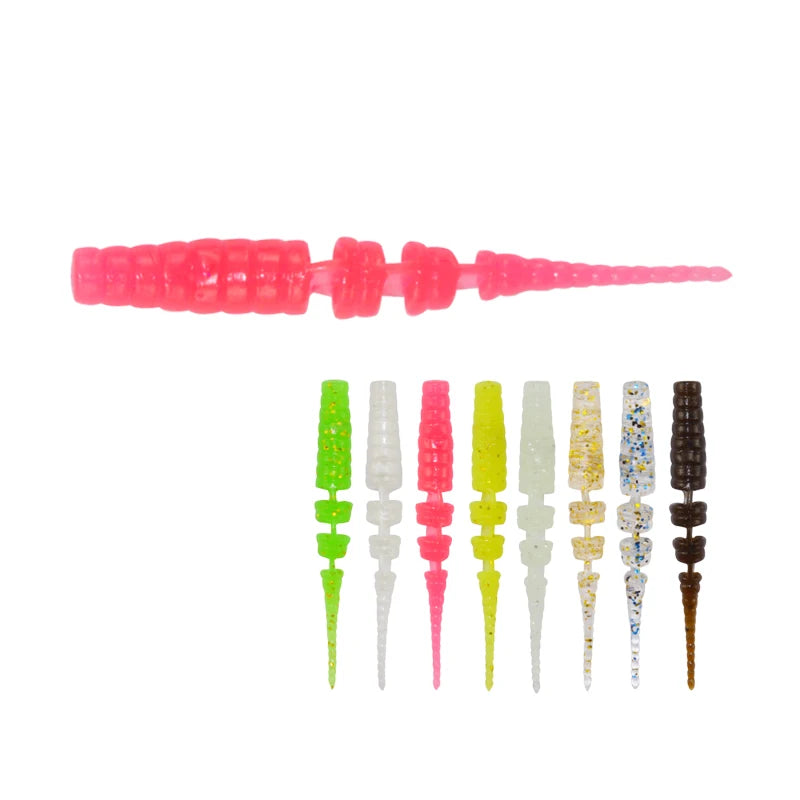 Factory New Product Section Soft Lure 42mm 0.35g TPE Pin Tail Worm Bait Root Fishing Lure Baits Long Tensile Floating Soft Bait