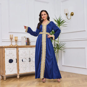 Exquisite Beautiful Sudan Muslim Women's Fashionable Printed Borka Abaya Spandex Elastic Pleated Latest Long Sleeve