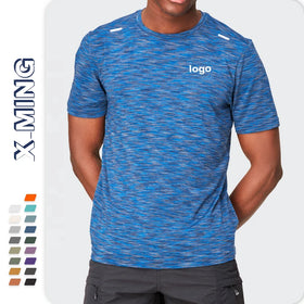 Wholesale Light Weight Polyester Shorts Sleeve Tees Reflective Slim Men Athletic Gym Sports T Shirts Custom Print Fit Tank Top