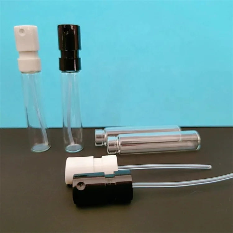 Small Portable Sample Cosmetic Packaging 2ml Crimp Pump Refillable Perfume Spray Glass Bottle