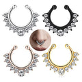 Wholesale Nose Nail Body Piercing Punk Non-porous Nose Clip Jewelry Alloy Diamond  Nose Stud Ring