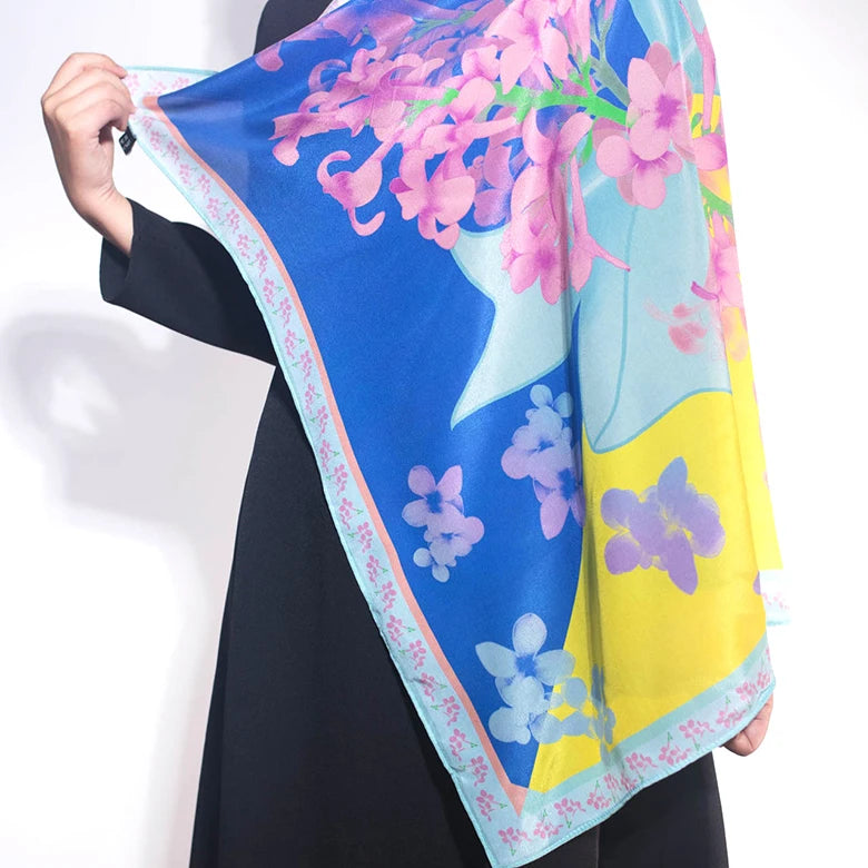 Luxury Hair Bandanas Scarfs for Women Stylish 75*75cm Fashion Neck Silk Head Scarves Crepe De Chine Scarf Machine Hem