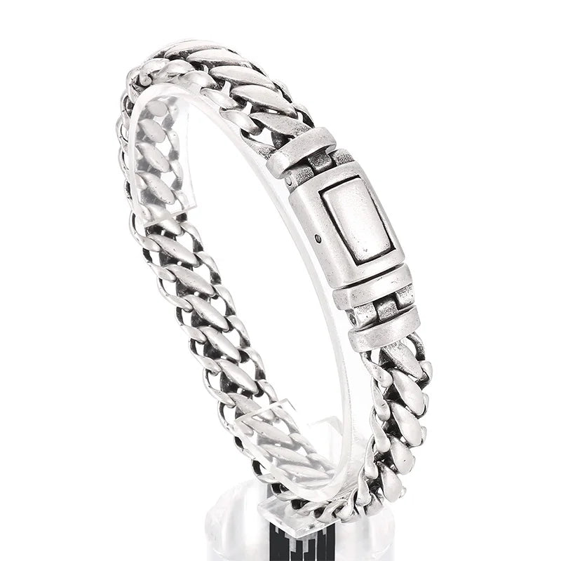 KALEN 220mm Casual Matte Surface Stainless Steel Links Bracelets for Man