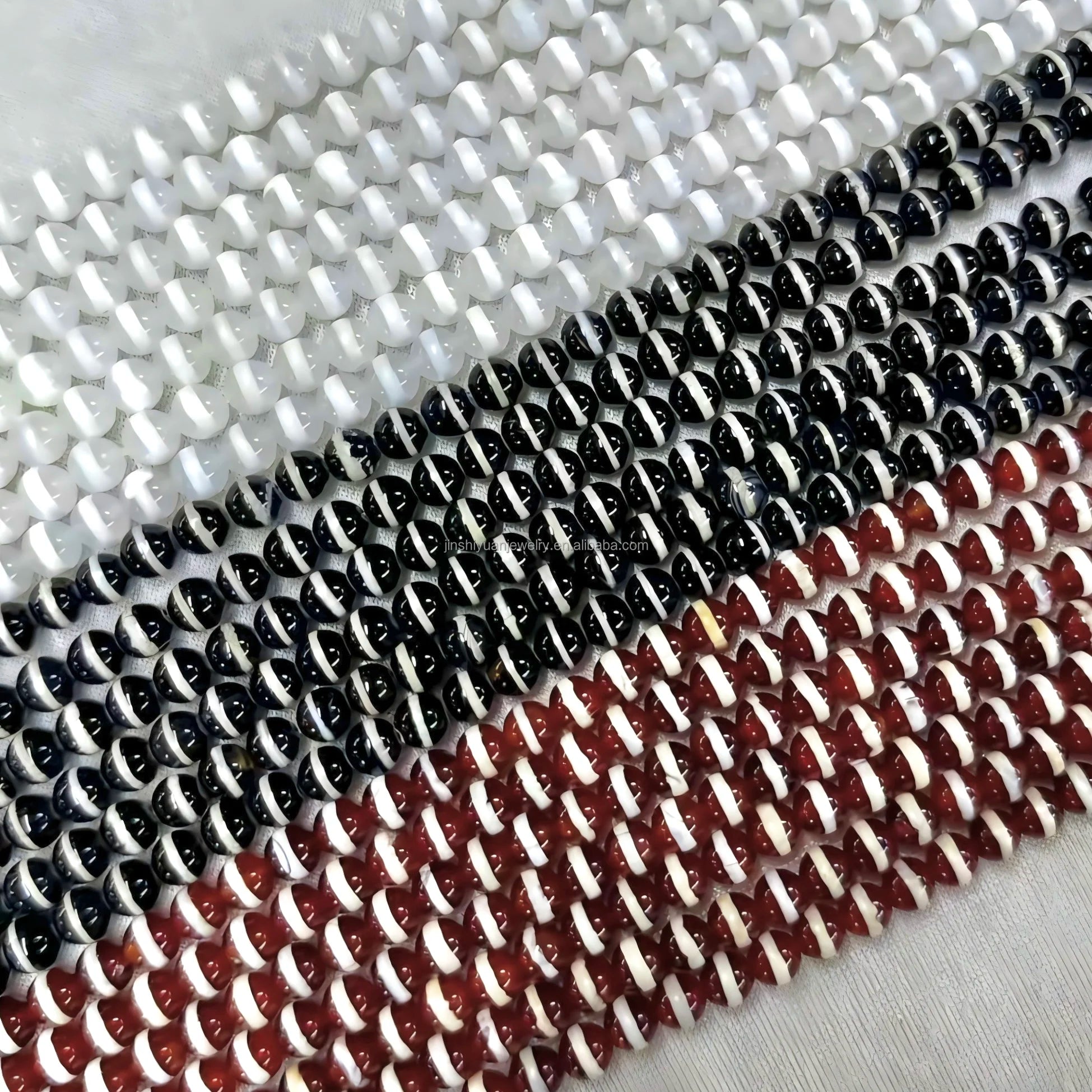 Natural Smooth With White Stripes Tibetan One Line Dzi Agate Beads for Jewelry Making DIY Gemstones Bracelet Necklace