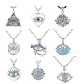 Changda Women's 925 Sterling Silver Evil Blue Eye Necklace with Round Zircon Wholesale Link Chain Jewelry