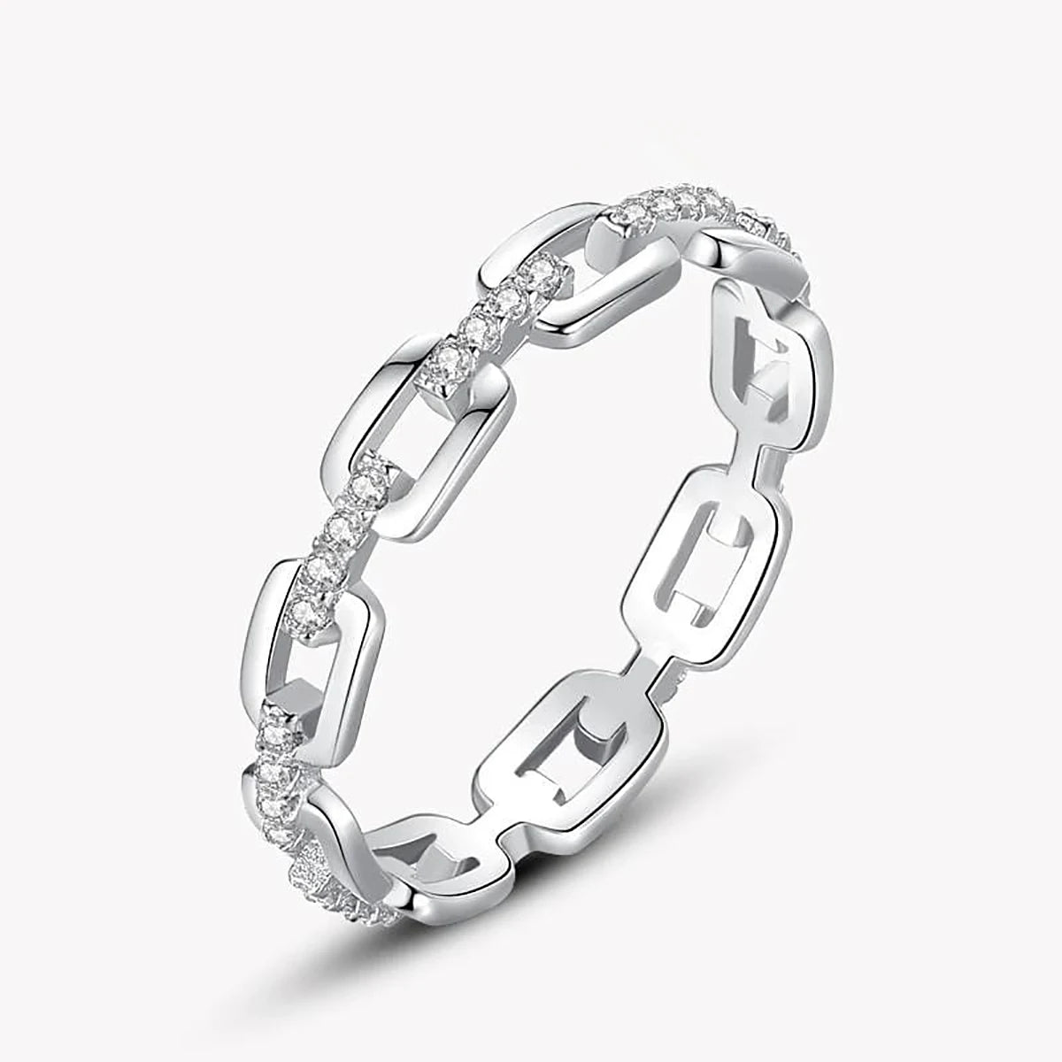 CAOSHI OEM ODM Jewelry Hollow Link Circle Rings Trendy Delicate Women Lady CZ Zircon 925 Silver Coating Rings