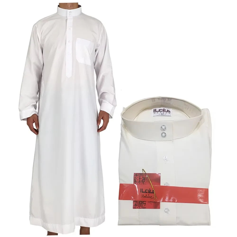 Men's Dubai-inspired Jubba Kurta New Design Anti-Static Fabric Thobe Casual Arab Jalabiya Surwalsal Embroidery Designs for