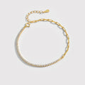 High Quality 925 Sterling Silver Tennis Bracelet Gold Plated Zircon Paperclip Chain Bracelet Jewelry