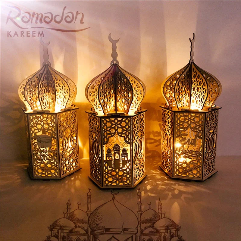 Ruiyi HJC012-2 Muslim Eid Mubarak Ramadan Kareem LED Light Hanging Lantern with Customizable Design for Ramadan Party