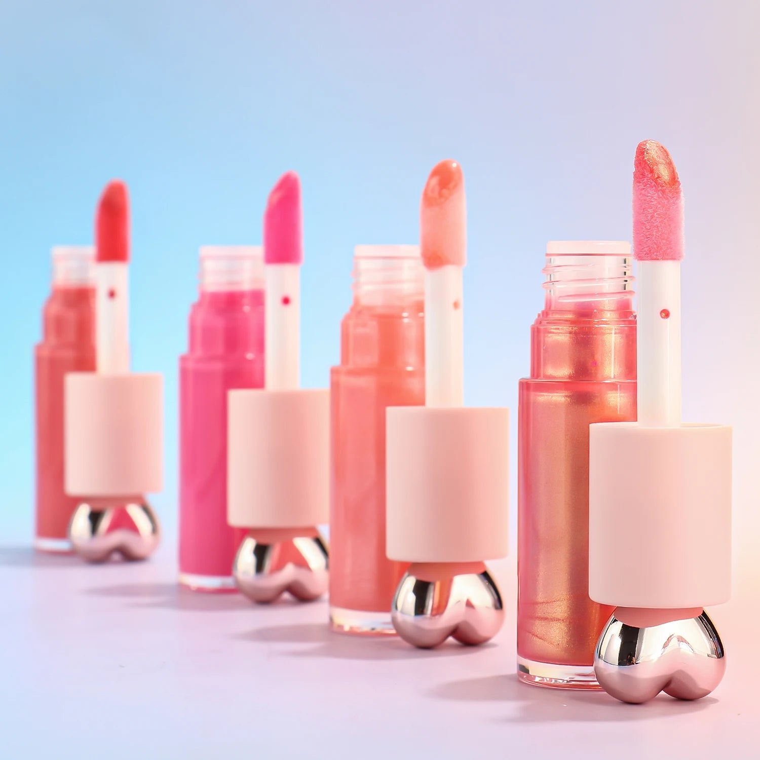 Unique Style clear Lip Gloss Wholesale Bulk China Vendor Pretty Rose Gold Heart Shape Trending Lip Gloss