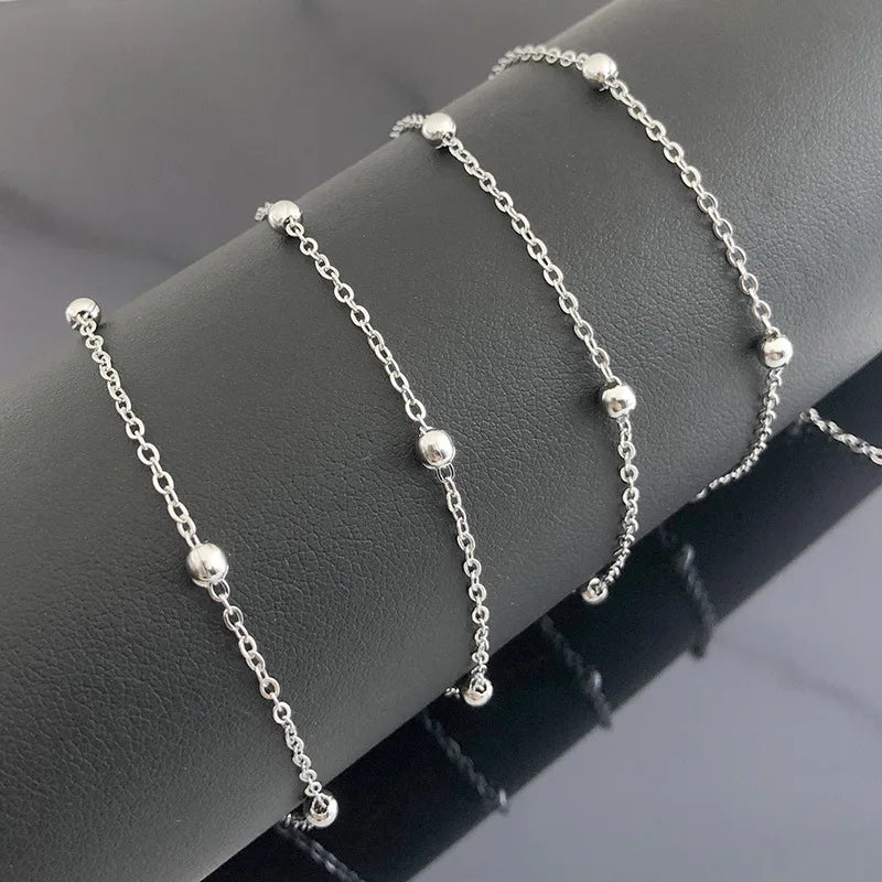 Clip Bead Chain Flat Cross Welded Stainless Steel Round Sweater DIY Accessories with