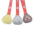 Canadian Skating Event Medals (NL) Gold Silver & Antique Bronzer Awards with Maple Leaf & Ice Skate Design