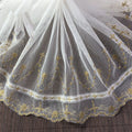 1 Yard Embroidery Mesh Gold Flower Polyester Lace Trim Wedding Dress Sewing DIY Crafts Accessories
