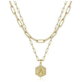 Dainty Layered Initial Necklaces for WomenPaperclip Chain Necklace Cute Hexagon Letter Pendant Initial Choker Layered Necklaces