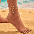 BOHEMIA Summer Hot Sale Colorful Zircon Shell Stainless Steel Anklet Beach Foot Jewelry for Women Trendy Gift
