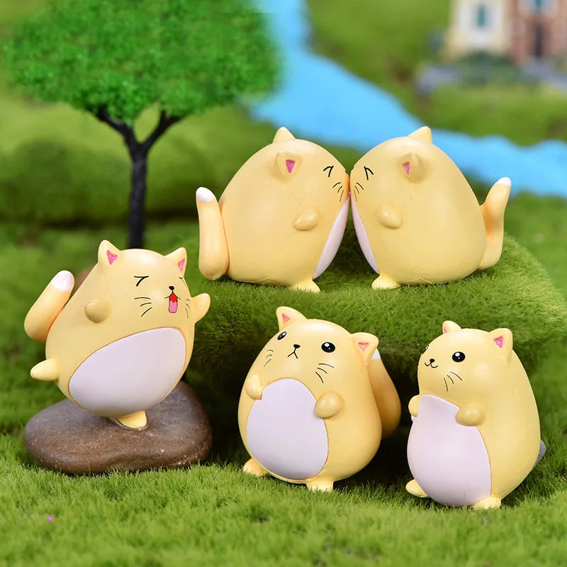 3D Miniature Fat Cat Doll Car Accessories Cartoon Kitten Figurine Home Decor Table Small Ornament