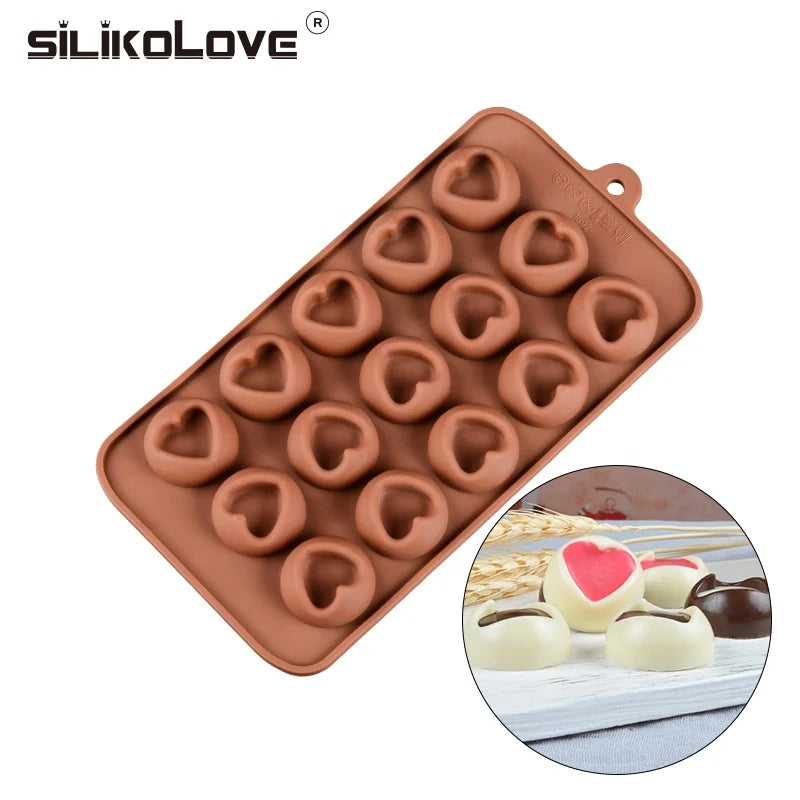 Food Grade 15 Cavities 3d Heart Silicone Chocolate Mold