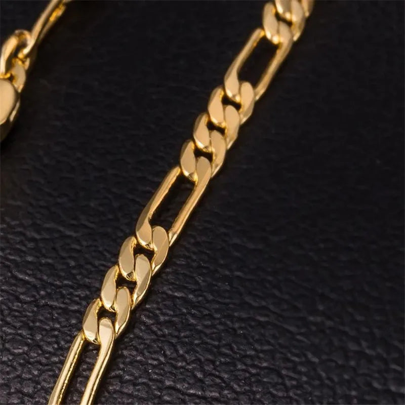 Normal Quality Fashion 4mm Figaro Chain Choker Necklace With Imitation Gold Plating 16 Inches to 20 Inches