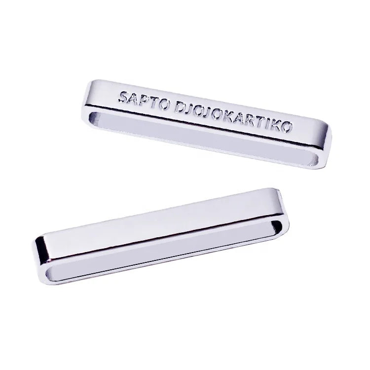 Zinc Alloy Engraving Name Belt Tail Clips Handbag Hardware Adjustable Webbing Strap Ends for Purse Making