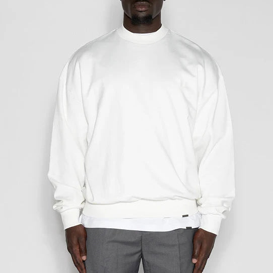 Custom Men's Oversize Crewneck Sweatshirt Mock Neck Cotton Streetwear Hoodie with Plain Dyed Solid Pattern for Autumn Season