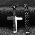 Splice Stainless Steel Zircon 18K Gold Plated Cross Pendant Chain Necklace Unisex Punk Christian Jesus Crucifixion Jewelry