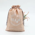 Custom Silver Logo Satin Hair Clothes Packaging Drawstring Pouch Luxury Satin Underwear Wig Dust Gift Bag