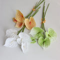 C-AF004 Wholesale Artificial Fake PU Anthuriums Flowers 4 Heads Bouquets for Wedding Home Decoration