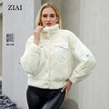 Wholesale Winter Jacket Warm and Fashionable Short Jacket Sheep Shearing Polyester Fiber Splicing Jacket
