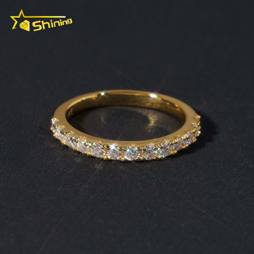 Pass Diamond Tester Gold Plated Half Eternity 2.2mm Wedding Silver Engagement Moissanite Rings for Women