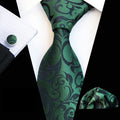 Fashion Mens Tie Set Paisley Floral Neckties With Pocket Square Wedding Suits for Mens Handkerchief Cufflinks Gift Silk Tie Set