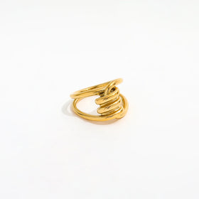 High End 18K Plain Gold Layered Multiple Wraps Chunky Knot Rings Stainless Steel Trendy Simple Gold Plated Jewelry