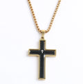 New Double Rotated Pectoral Cross Necklace Stainless Steel Religious Jewelry Hip Hop Punk 18K Gold Plated Chain