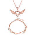 Pure 925 Silver Heart Jewelry Sets Rose Gold Bracelet Necklace Set for Wedding Engagement Anniversary Stylish Trendy Zircon Gift