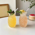 Customizable 16 oz Pineapple-Shaped Ananas Glass Cup with Straw American Style Design Stocked Restaurants Juice Cocktail Serving