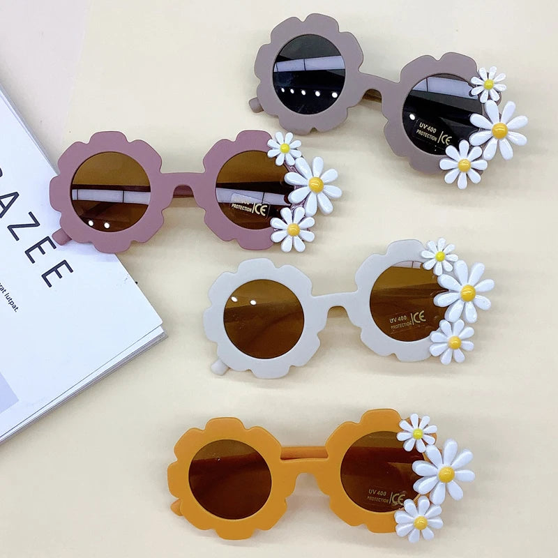 DOISYER 2022 Fashion Custom Designer Cute Children's Colorful Round Little Girls and Boys Sun Flower Kids Sunglasses