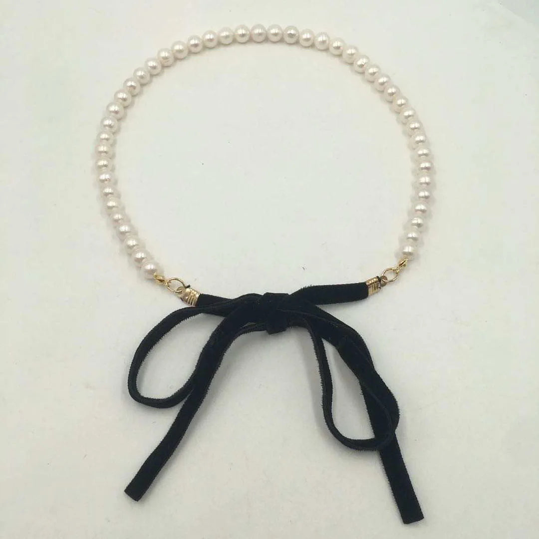 8-9 Inch Perfect Round Freshwater Pearl Choker Necklace for Women 16-22 Inch Knotted Beads with Butterfly Knots CLASP