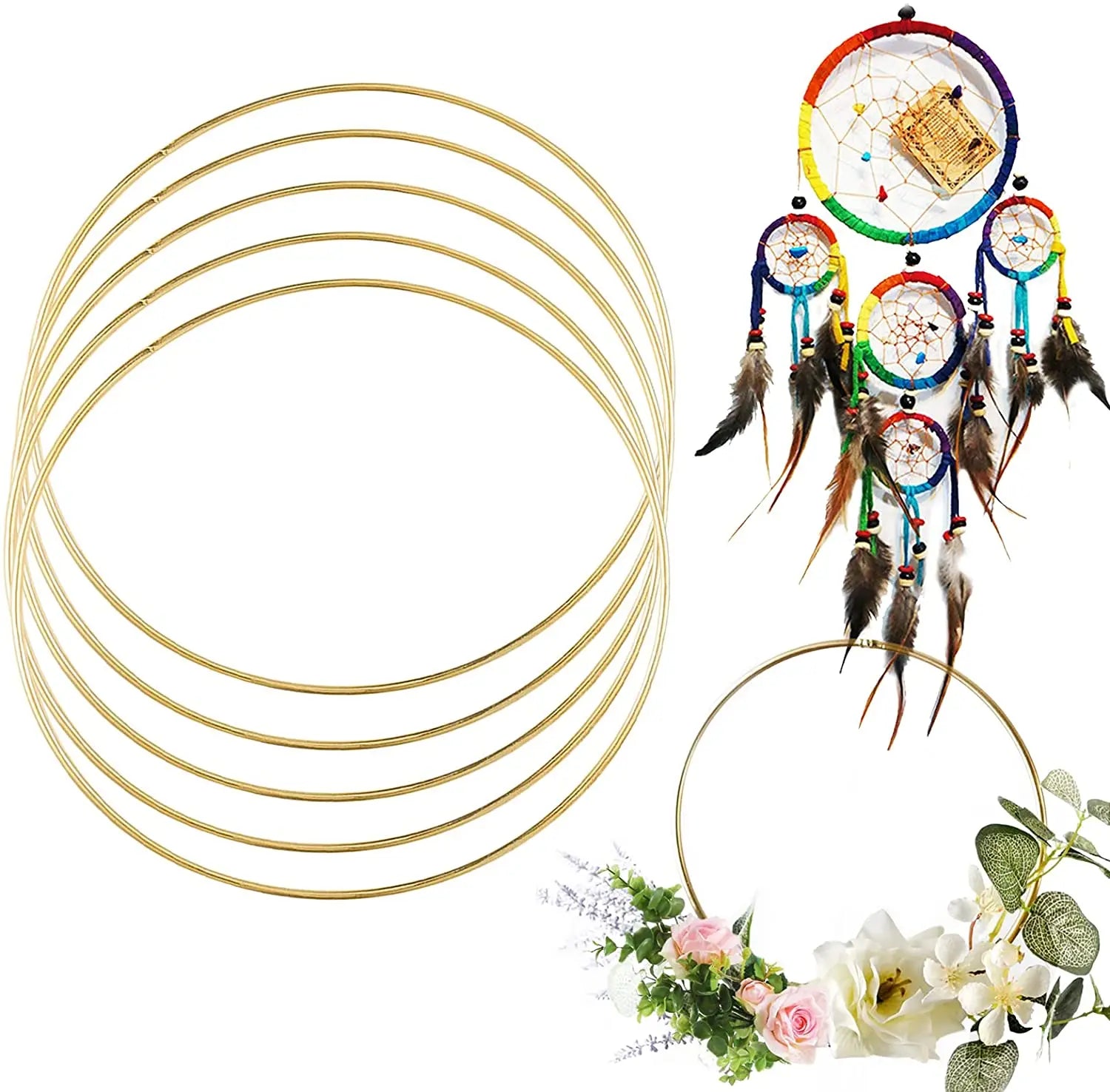 Tailai Wooden Round Circle Bamboo Floral Macrame Wood Hoop Ring for DIY Dream Catcher Wedding Wreath Decor Wall Hanging