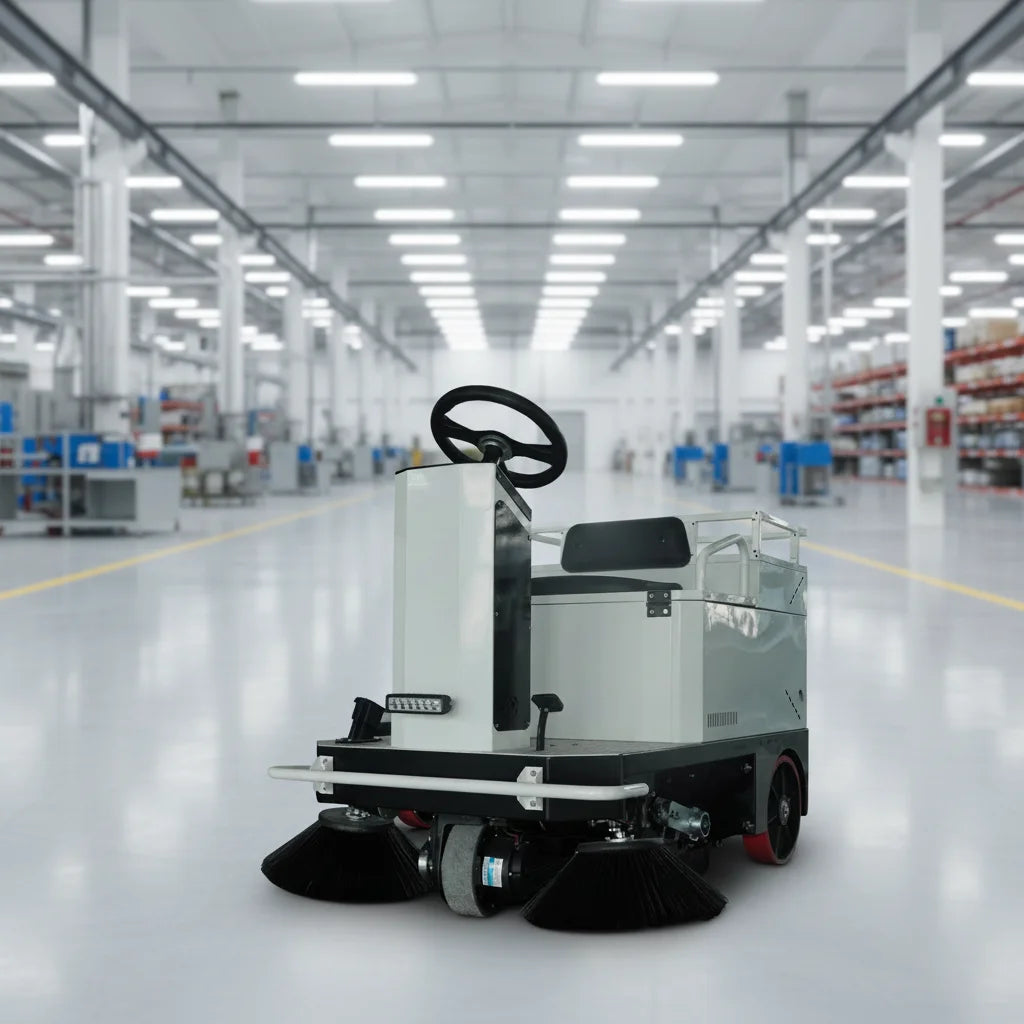 Electric Ride-On Industrial Floor Sweeper for Street and Parking Lot Cleaning