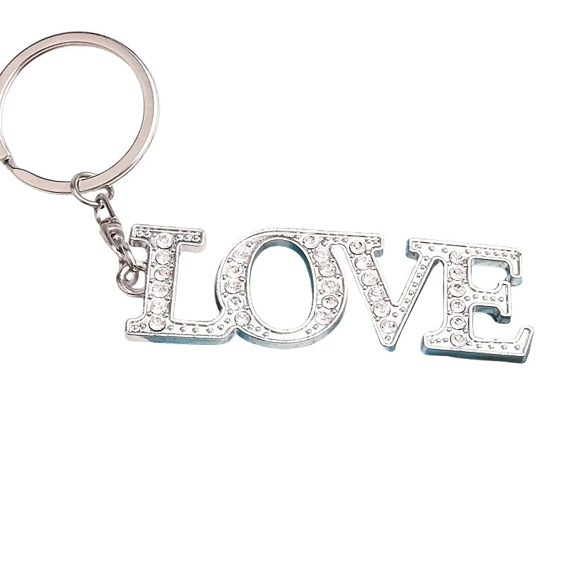Wholesale Creative Metal Keychain English Letter LOVE Diamond Keychain Custom Fashion Keychain